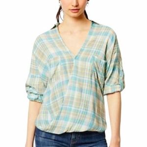 Anthropologie Holding Horses Crisscross Plaid Top